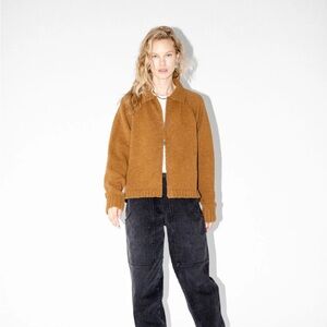 james street co 
MORGAN DUAL-ZIP CARDIGAN in tobacco